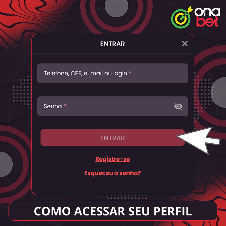 Instruções para fazer login em sua conta pessoal Onabet BR